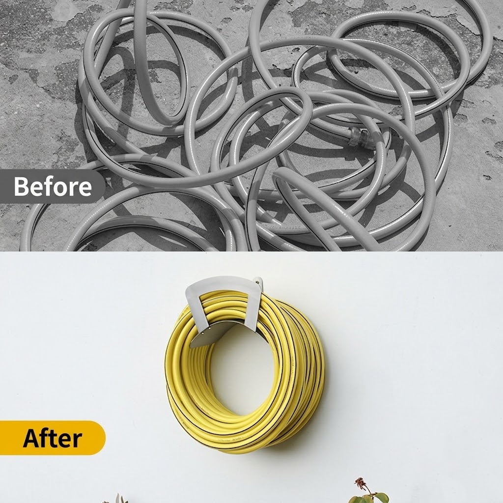 Heavy Duty Metal Garden Hose Holder | Wall Mounted Water Pipe Storage Rack Hanger Organizer for Outdoor Yard (重型金属花园水管支架 | 户外庭院壁挂式水管收纳架挂钩)