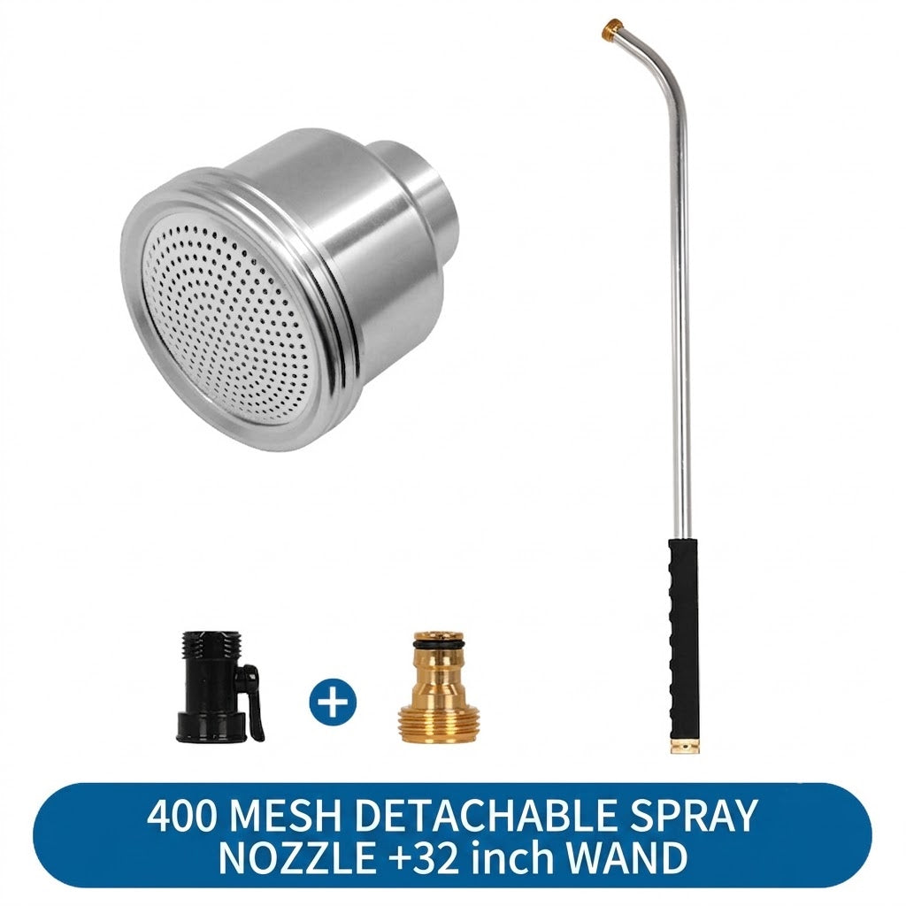 Premium All-Alloy Gardening Watering Wand 400/1000/2000 Mesh Detachable Spray Nozzle Gentle Mist Watering Gun for Delicate Plant Seedling Flower Greenhouse Garden Tool with 18/32 inch Wand