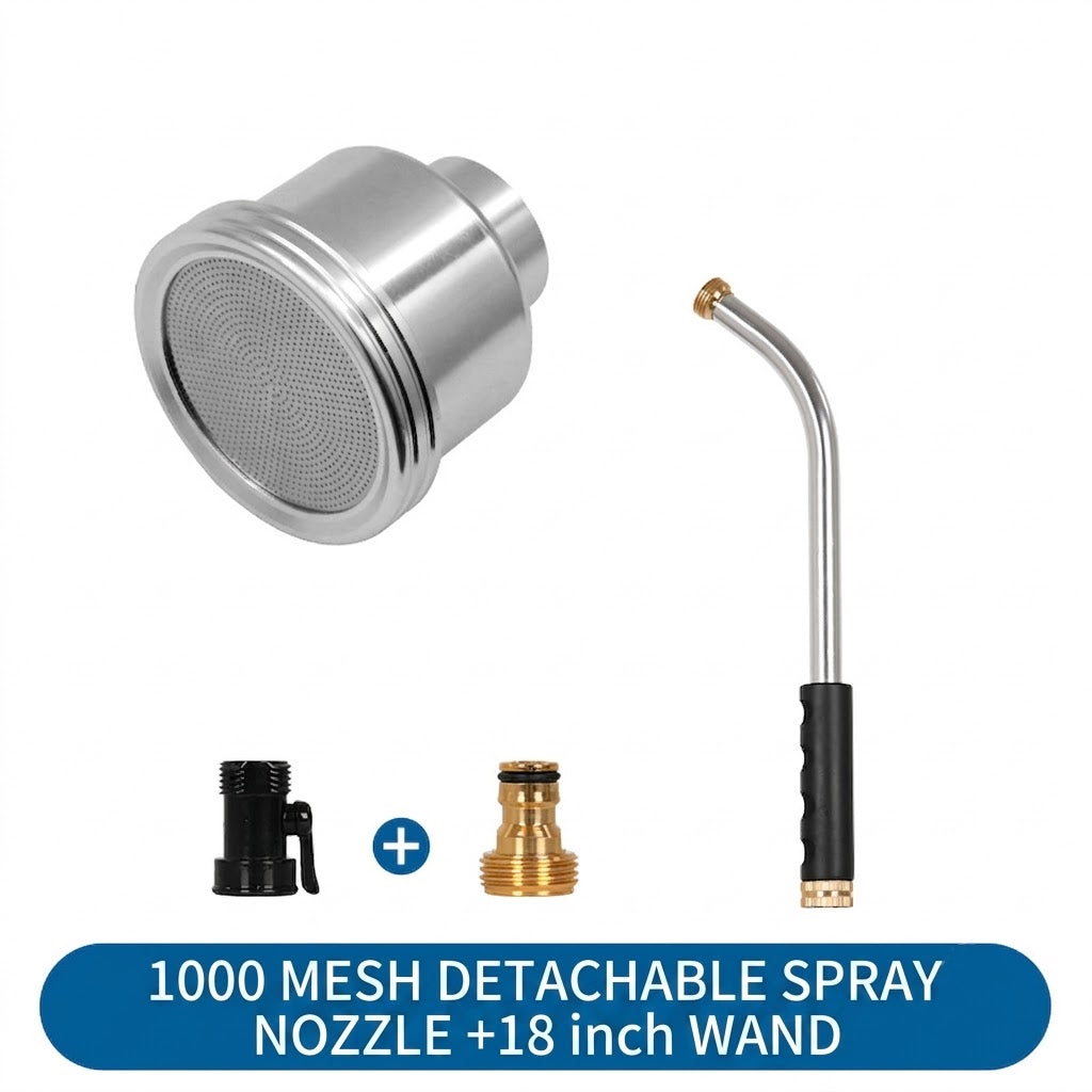 Premium All-Alloy Gardening Watering Wand 400/1000/2000 Mesh Detachable Spray Nozzle Gentle Mist Watering Gun for Delicate Plant Seedling Flower Greenhouse Garden Tool with 18/32 inch Wand
