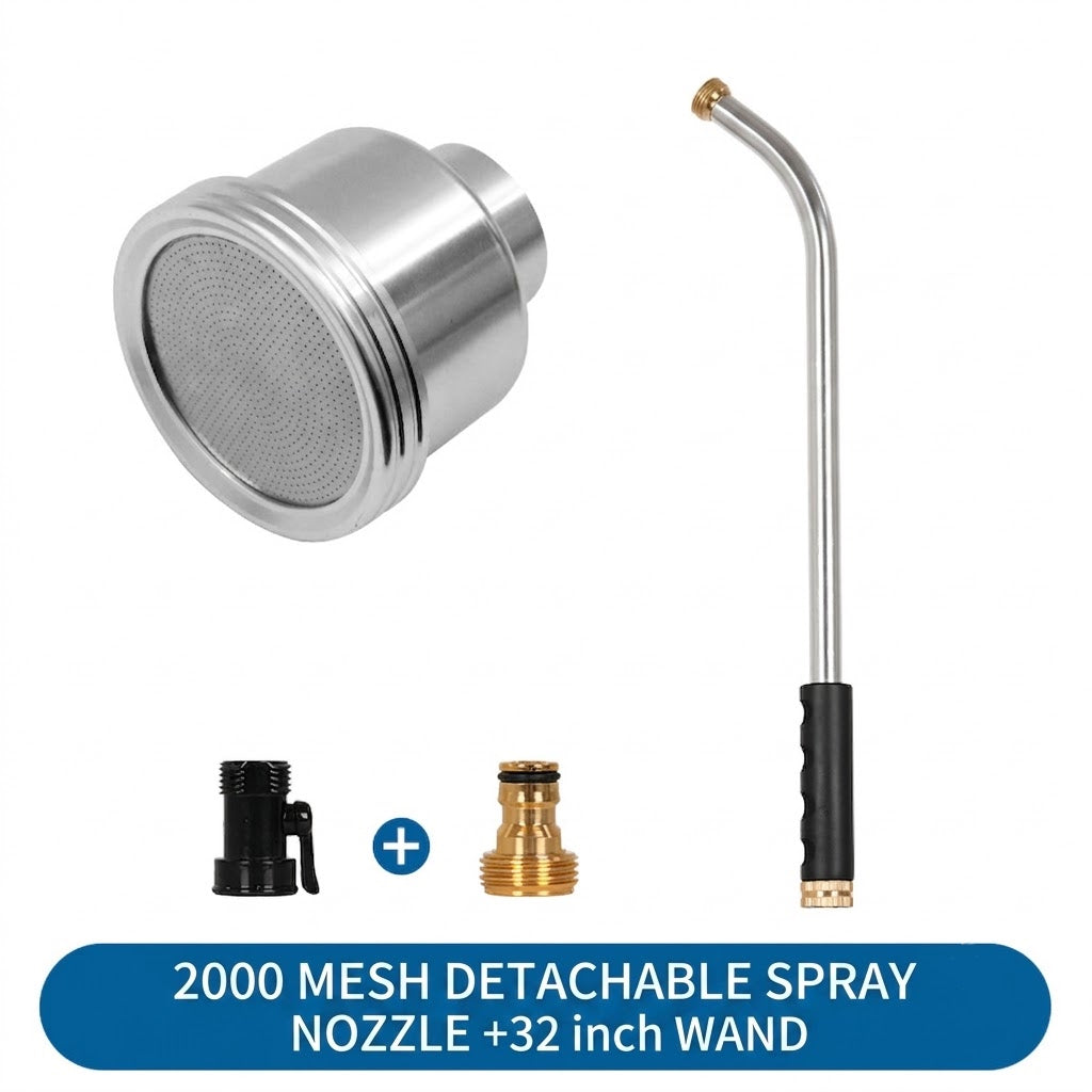 Premium All-Alloy Gardening Watering Wand 400/1000/2000 Mesh Detachable Spray Nozzle Gentle Mist Watering Gun for Delicate Plant Seedling Flower Greenhouse Garden Tool with 18/32 inch Wand