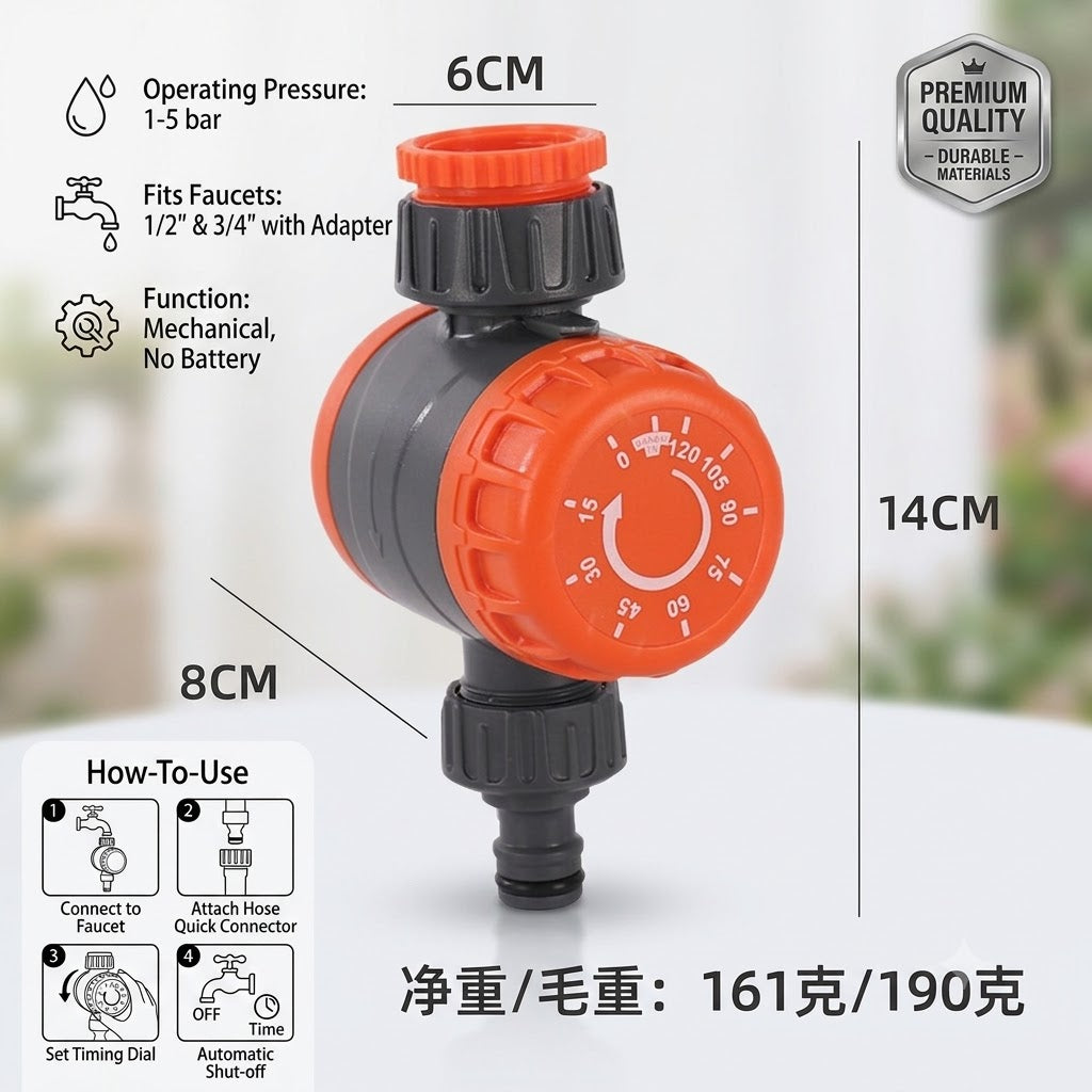 Manual Knob Watering Timer, Adjustable Garden Irrigation Timer, Automatic Drip Watering Controller for Lawn Plant Flower Bonsai Yard Outdoor