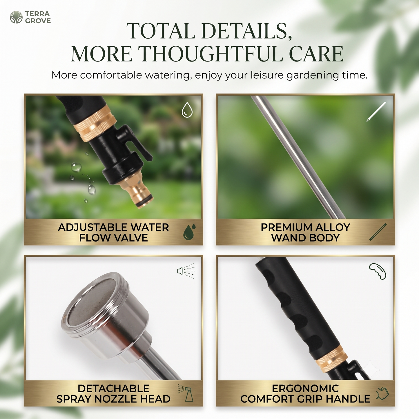 Premium All-Alloy Gardening Watering Wand 400/1000/2000 Mesh Detachable Spray Nozzle Gentle Mist Watering Gun for Delicate Plant Seedling Flower Greenhouse Garden Tool with 18/32 inch Wand