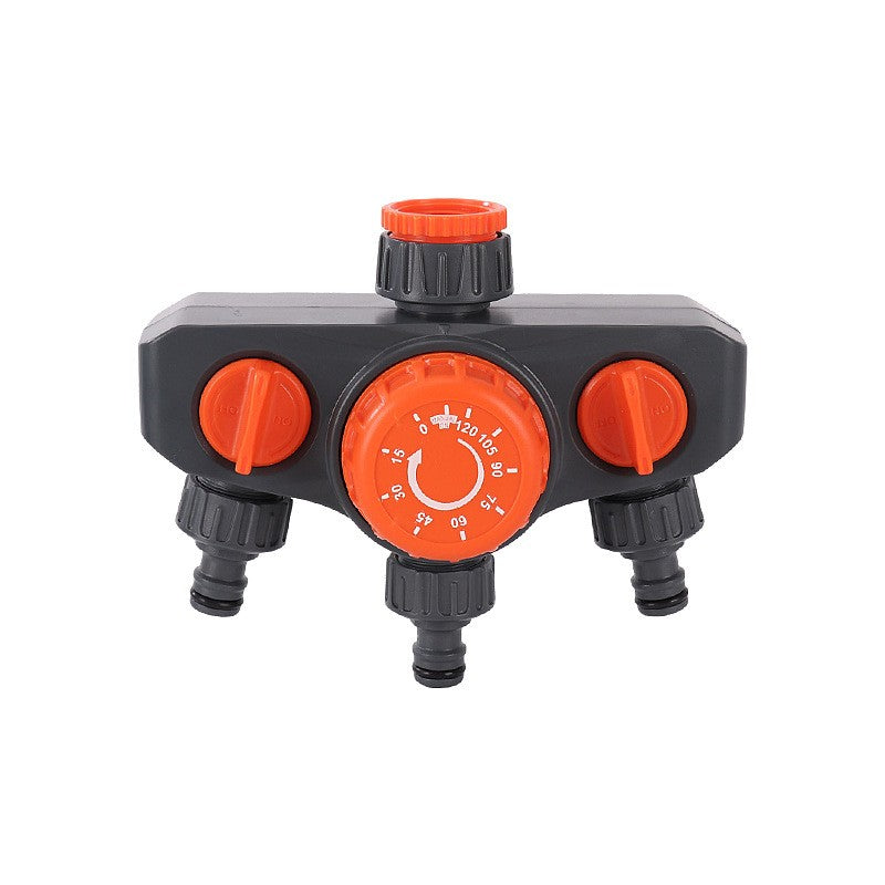 3-Way Garden Hose Splitter with Mechanical Timer | 3-Outlet Water Distributor for 1/2" 3/4" 1" Thread Faucet [Independent Valves]