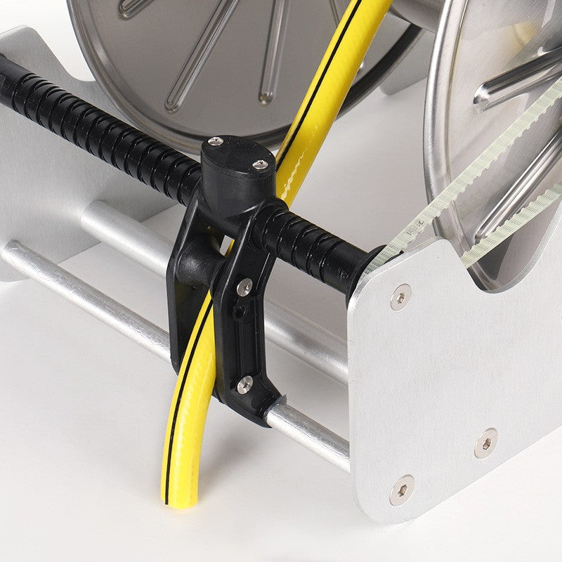 Stainless Steel Hose Reel Cart Heavy Duty Garden Water Pipe Holder Rack Outdoor Portable Hose Organizer Storage Stand + Free Wall Mount Bracket
