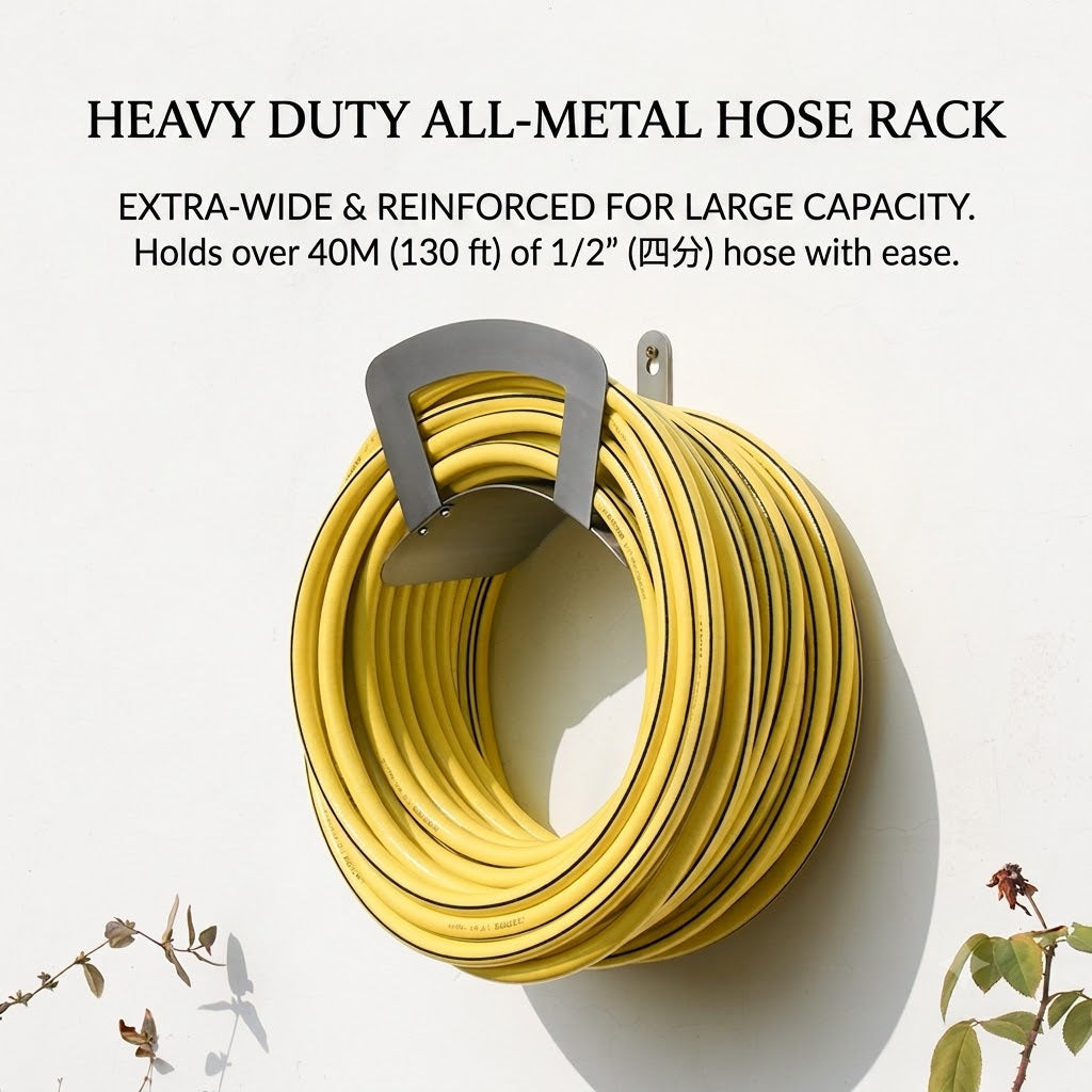 Heavy Duty Metal Garden Hose Holder | Wall Mounted Water Pipe Storage Rack Hanger Organizer for Outdoor Yard (重型金属花园水管支架 | 户外庭院壁挂式水管收纳架挂钩)